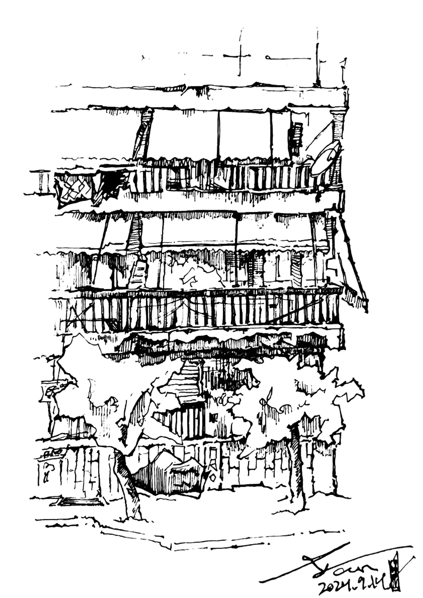 《雅典・希臘 II》，鋼筆、速寫本